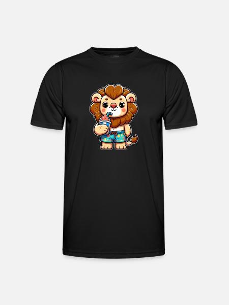 childishly designed lion - Men's Functional T-Shirt - black