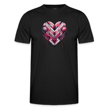 Futuristic Heart - Men's Functional T-Shirt - black - Front - AI Model Male 178 dark (178cm)