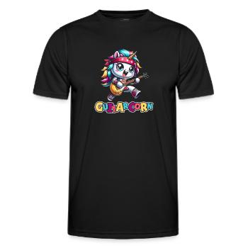 E Gitarre Elektrogitarre Einhorn Guitarcorn - Männer Funktions-T-Shirt - Schwarz - Vorne - AI Model Male 178 dark (178cm)