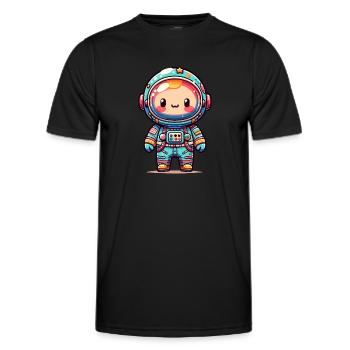 childishly designed spaceman - Men's Functional T-Shirt - black - Front - AI Model Male 178 dark (178cm)