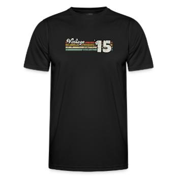 Retro-Geburtstag geboren im Jahr 2015 Slogan Phrase Zitat - Männer Funktions-T-Shirt - Schwarz - Vorne - AI Model Male 178 dark (178cm)