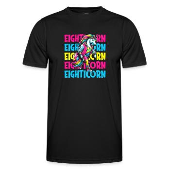 80s Achtziger Einhorn Eighticorn - Männer Funktions-T-Shirt - Schwarz - Vorne - AI Model Male 178 dark (178cm)