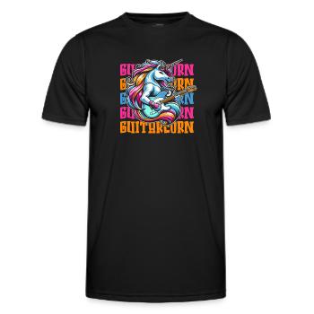 E Gitarre Elektrogitarre Einhorn Guitarcorn - Männer Funktions-T-Shirt - Schwarz - Vorne - AI Model Male 178 dark (178cm)