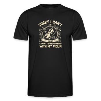 Désolé, je ne peux pas, je suis dans une relation engagée avec - T-shirt sport Homme - noir - Devant - AI Model Male 178 dark (178cm)