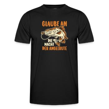 Angler Fischen Angelrute Angeln - Männer Funktions-T-Shirt - Schwarz - Vorne - AI Model Male 178 dark (178cm)