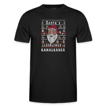 Ugly Christmas SANTA'S FAVORITE CANAL BUILDER - Men's Functional T-Shirt - black - Front - AI Model Male 178 dark (178cm)