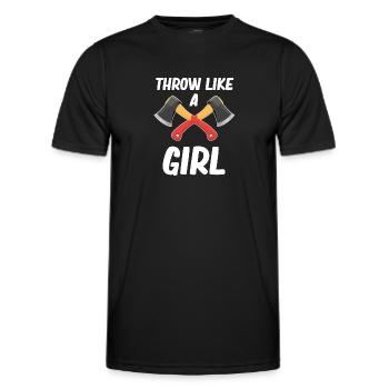 Throwing Like a Girl Axe Throwing Chainsaw - Men's Functional T-Shirt - black - Front - AI Model Male 178 dark (178cm)