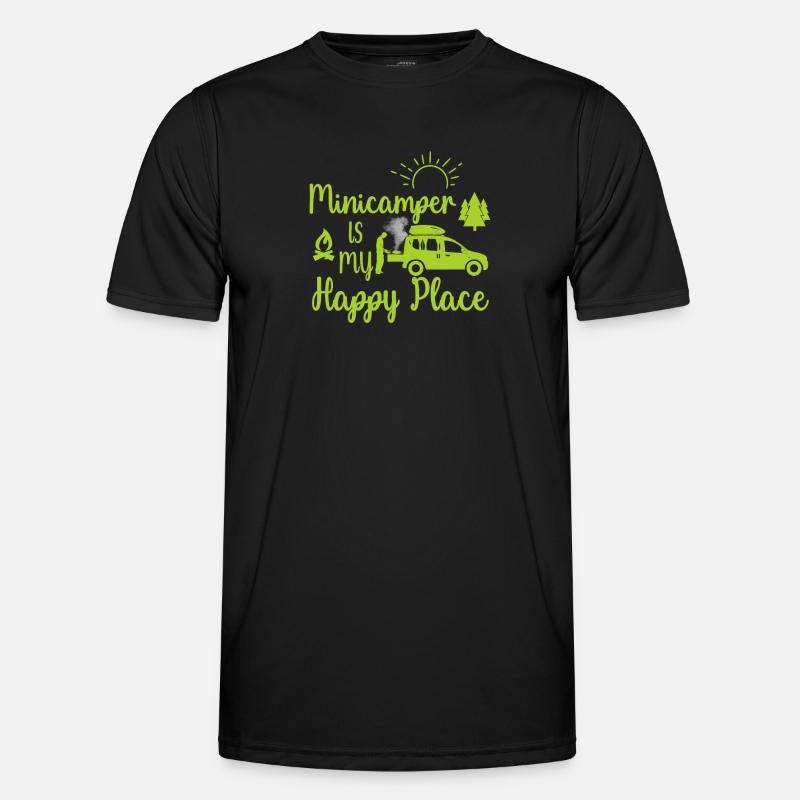 Minicamper Happy Place Camping-Camper Microcamper - Männer Funktions-T-Shirt - Schwarz