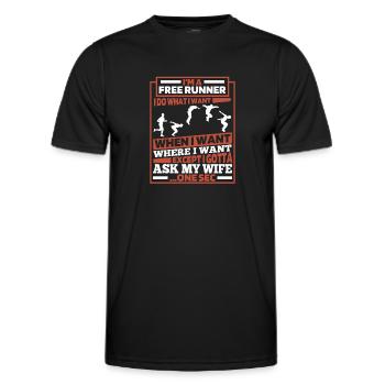 Parkour - Männer Funktions-T-Shirt - Schwarz - Vorne - AI Model Male 178 dark (178cm)