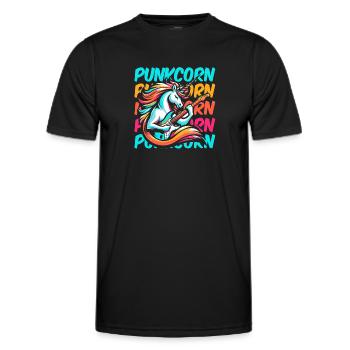 E Gitarre Elektrogitarre Einhorn Punkcorn - Männer Funktions-T-Shirt - Schwarz - Vorne - AI Model Male 178 dark (178cm)