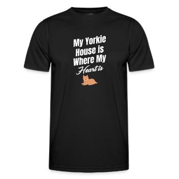 My Yorkie house is the place where my heart shines. - Men's Functional T-Shirt - black - Front - AI Model Male 178 dark (178cm)
