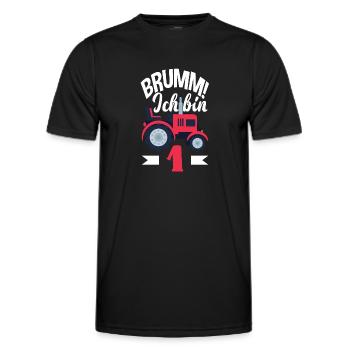 1. Geburtstag Traktor 1 Jahr Geburtstagsshirt - Männer Funktions-T-Shirt - Schwarz - Vorne - AI Model Male 178 dark (178cm)