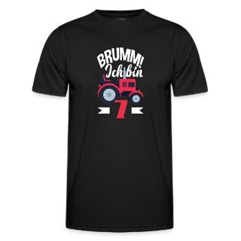 7. Geburtstag Traktor 7 Jahre Geburtstagsshirt - Männer Funktions-T-Shirt - Schwarz - Vorne - AI Model Male 178 dark (178cm)