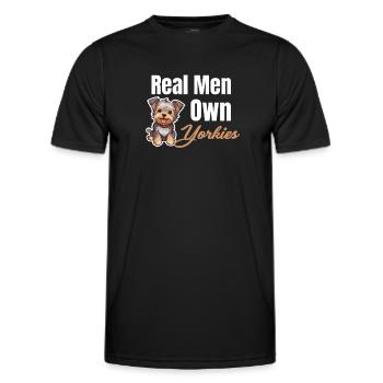 De vrais hommes possèdent des Yorkies Weimaran - T-shirt sport Homme - noir - Devant - AI Model Male 178 dark (178cm)