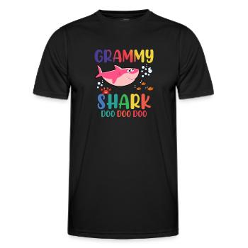 Grammy Shark Vatertagsgeschenk von Ehefrau Sohn - Männer Funktions-T-Shirt - Schwarz - Vorne - AI Model Male 178 dark (178cm)