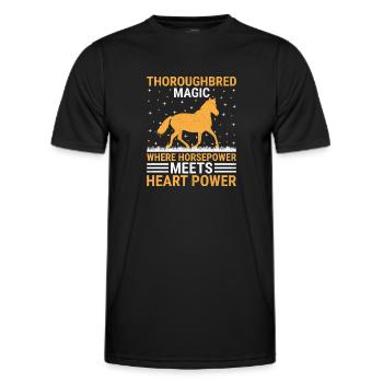 Courses de chevaux pur-sang Équitation Chevaux équestres - T-shirt sport Homme - noir - Devant - AI Model Male 178 dark (178cm)