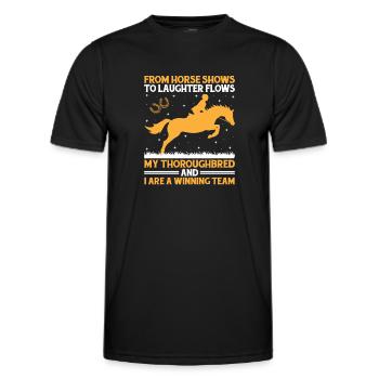 Courses de chevaux pur-sang Équitation Chevaux équestres - T-shirt sport Homme - noir - Devant - AI Model Male 178 dark (178cm)