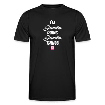 Je suis bijoutier et je fais des bijoux, - T-shirt sport Homme - noir - Devant - AI Model Male 178 dark (178cm)