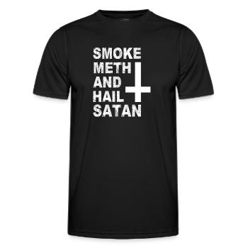 Smoke Meth Hail Satan Lustig Satanisch - Männer Funktions-T-Shirt - Schwarz - Vorne - AI Model Male 178 dark (178cm)