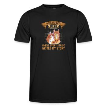 Courses de chevaux pur-sang Équitation Chevaux équestres - T-shirt sport Homme - noir - Devant - AI Model Male 178 dark (178cm)