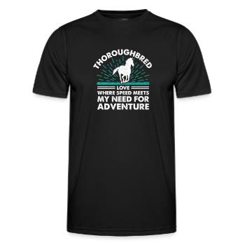 Courses de chevaux pur-sang Équitation Chevaux équestres - T-shirt sport Homme - noir - Devant - AI Model Male 178 dark (178cm)