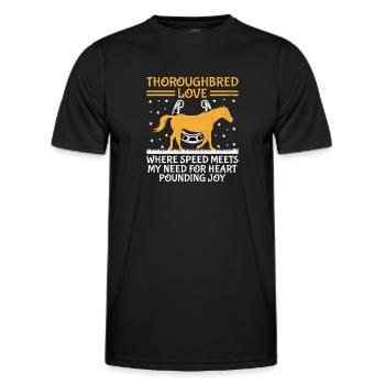 Courses de chevaux pur-sang Équitation Chevaux équestres - T-shirt sport Homme - noir - Devant - AI Model Male 178 dark (178cm)