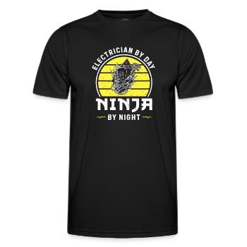 Électricien le jour ninja la nuit Métier de la lampe - T-shirt sport Homme - noir - Devant - AI Model Male 178 dark (178cm)