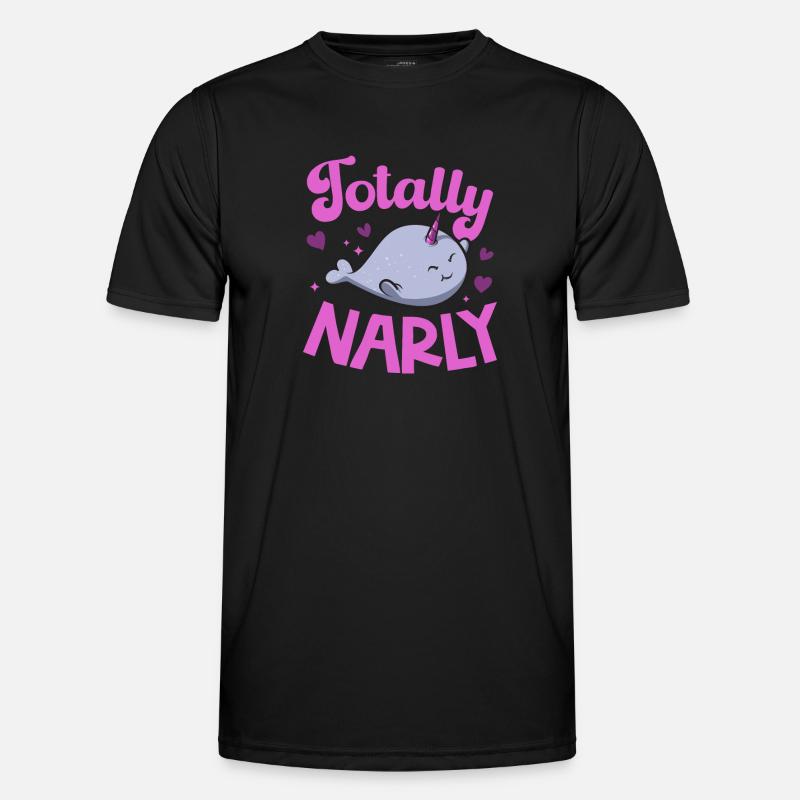 Narwal Einhornwal - Männer Funktions-T-Shirt - Schwarz