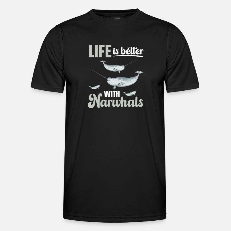 Narwal Einhornwal - Männer Funktions-T-Shirt - Schwarz