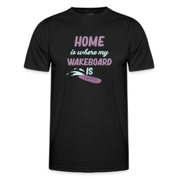 Zuhause Ist, Wo Mein Wakeboard Ist Waves - Männer Funktions-T-Shirt - Schwarz - Vorne - AI Model Male 178 dark (178cm)