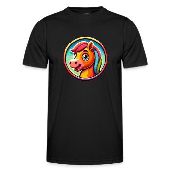 Pferd, Pferdekopf in Comicstyle - Männer Funktions-T-Shirt - Schwarz - Vorne - AI Model Male 178 dark (178cm)
