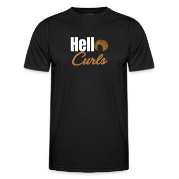 Hallo Locken Lustiges Lockiges Haar Gewellte Afro - Männer Funktions-T-Shirt - Schwarz - Vorne - AI Model Male 178 dark (178cm)