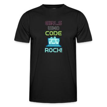 Mädels, Die Programmieren, Rocken! Programmierer, - Männer Funktions-T-Shirt - Schwarz - Vorne - AI Model Male 178 dark (178cm)