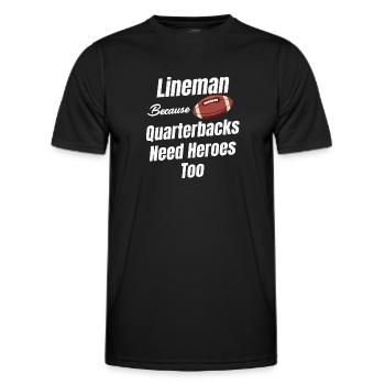 Lineman, Weil Quarterbacks Auch Helden Brauchen - Männer Funktions-T-Shirt - Schwarz - Vorne - AI Model Male 178 dark (178cm)