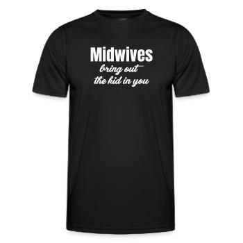 Midwives bring out the child in them - Men's Functional T-Shirt - black - Front - AI Model Male 178 dark (178cm)