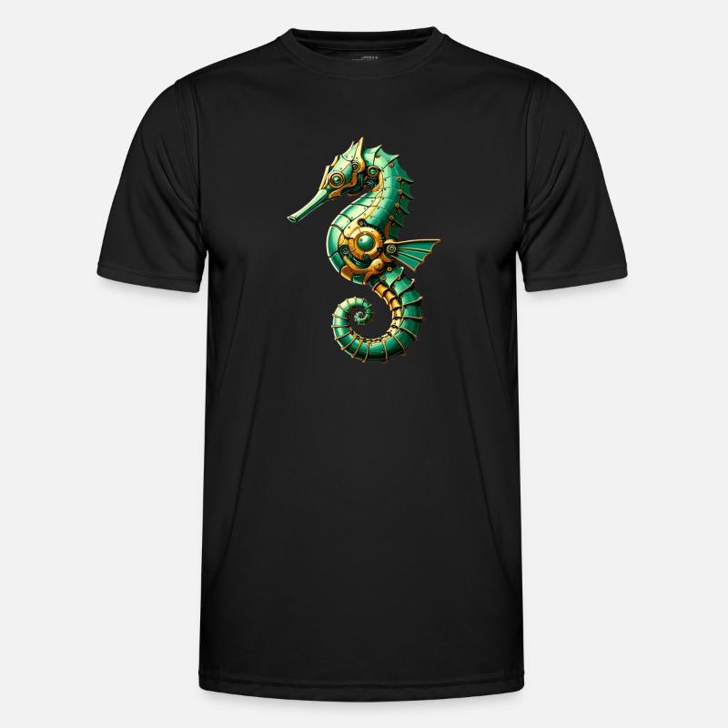 Seepferdchen Roboter, Roboter-Seepferdchen - Männer Funktions-T-Shirt - Schwarz