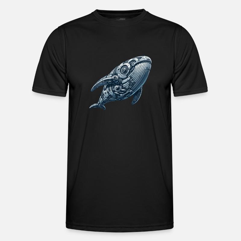 Whale Robot, Robot Whale - Men's Functional T-Shirt - black