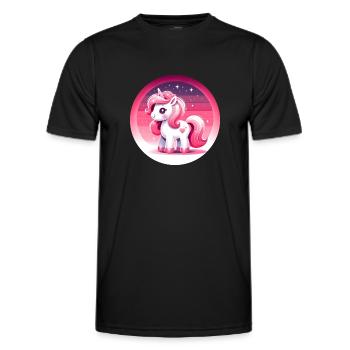 Einhorn in rosa Comicstyle - Männer Funktions-T-Shirt - Schwarz - Vorne - AI Model Male 178 dark (178cm)