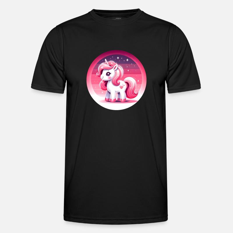 Einhorn in rosa Comicstyle - Männer Funktions-T-Shirt - Schwarz