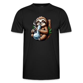 Faultier mit Bong Hanf Cannabis - Männer Funktions-T-Shirt - Schwarz - Vorne - AI Model Male 178 dark (178cm)