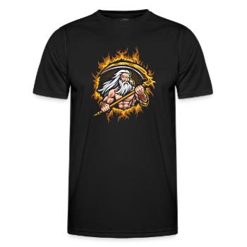 Uranus-Gott mit Halbtonfeuer-Hintergrund - Männer Funktions-T-Shirt - Schwarz - Vorne - AI Model Male 178 dark (178cm)