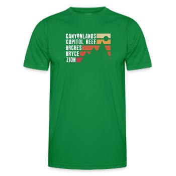 Explorez les montagnes des parcs nationaux de l’Utah - T-shirt sport Homme - vert - Devant - AI Model Male 178 dark (178cm)