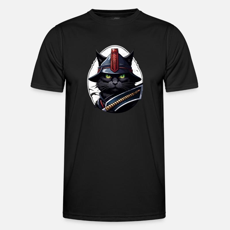 Ninja Katze - Samurai Kätzchen - Männer Funktions-T-Shirt - Schwarz