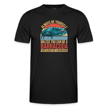 Cadeau pour les amateurs de poissons Barracuda - T-shirt sport Homme - noir - Devant - AI Model Male 178 dark (178cm)