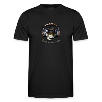 Crocodile avec lunettes de soleil et écouteurs - T-shirt sport Homme - noir - Devant - AI Model Male 178 dark (178cm)