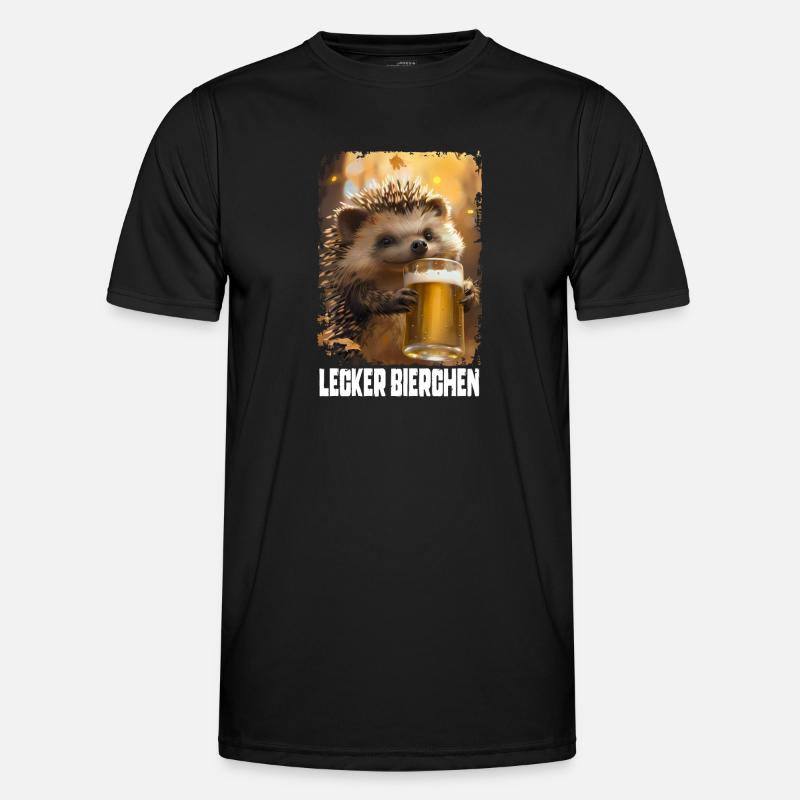 Lecker Bierchen Igel - Männer Funktions-T-Shirt - Schwarz