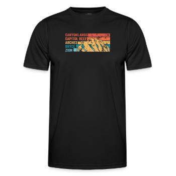 Explore Utah National Parks Mountains - Men's Functional T-Shirt - black - Front - AI Model Male 178 dark (178cm)