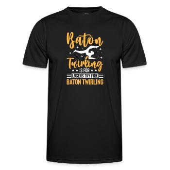 Baton Twirler Enthusiasts Embrace Spin - Men's Functional T-Shirt - black - Front - AI Model Male 178 dark (178cm)