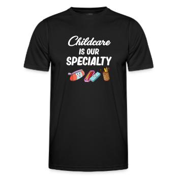 Childcare is our specialty Kita - Men's Functional T-Shirt - black - Front - AI Model Male 178 dark (178cm)