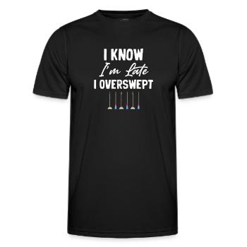I know I'm late, I've got this - Men's Functional T-Shirt - black - Front - AI Model Male 178 dark (178cm)